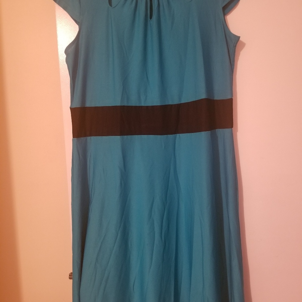 Ladies blue and black midi length dress sz large